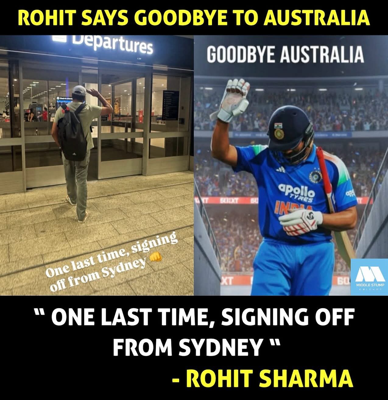 Rohit says goodbye to Australia 🥺😓