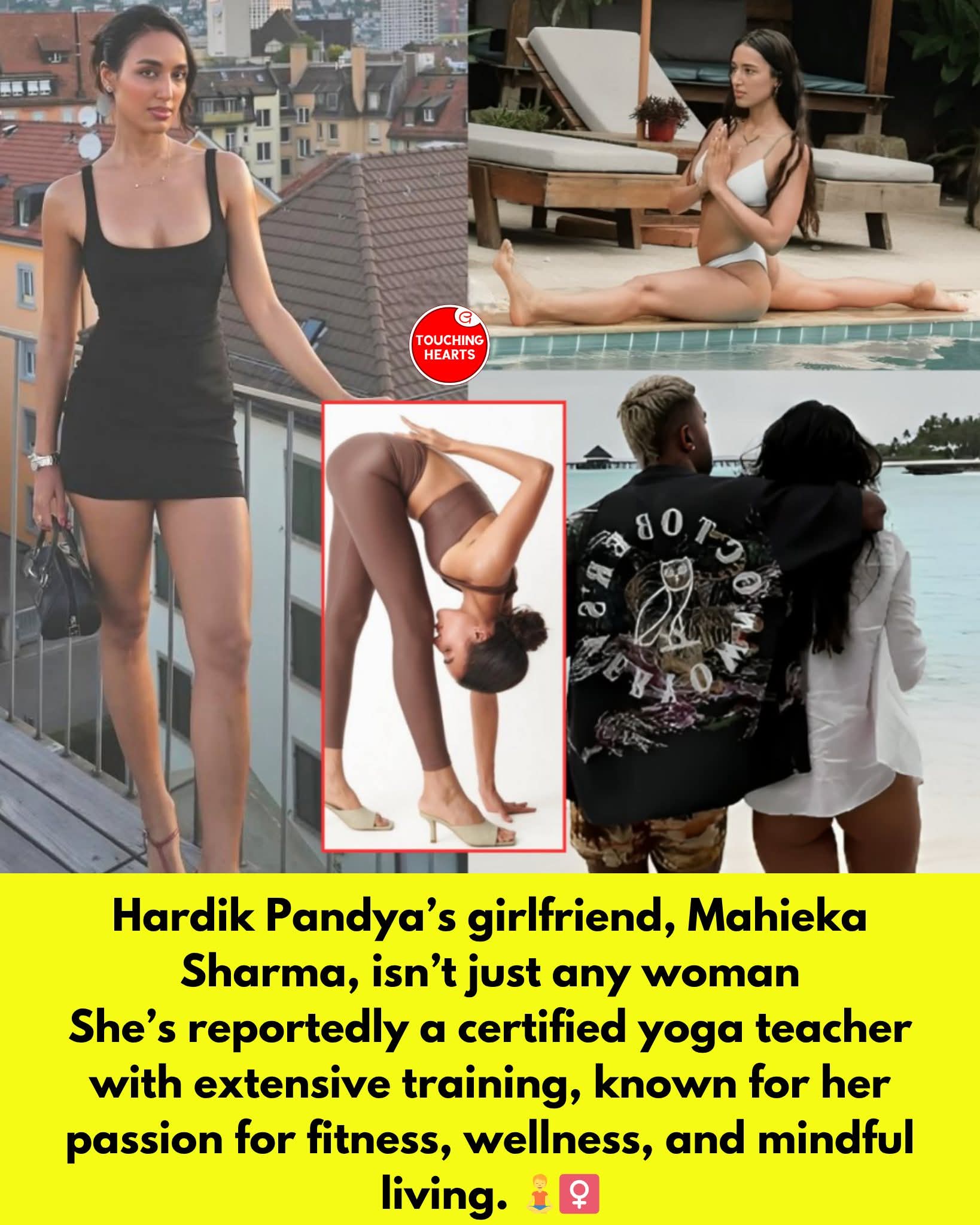 Hardik Pandya’s rumored girlfriend, Mahieka Sharma, is making headlines — not just for her connection to the cricketer but for her impressive achievements. 🌟 Mahieka is reportedly a certified yoga teacher which explains her incredible flexibility and toned physique. 🧘♀️ Beyond fitness, she’s known for her passion for wellness, mindfulness, and holistic living. Her journey from modeling and acting to promoting yoga and body positivity has inspired many young women. With her calm energy and strong mindset, Mahieka proves that true beauty lies in discipline and self-care. ✨ #MahiekaSharma #HardikPandya #BollywoodNews #YogaTeacher #FitnessGoals #WellnessJourney #TrendingNow #CelebrityLifestyle #Inspiration #HealthAndFitness #ViralStory #YogaLife #MindBodySoul #DesiDivas #EntertainmentBuzz #bollywood