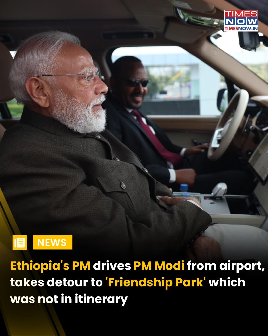 Prime Minister Narendra Modi arrived in Ethiopia on Tuesday on the second leg of his three-nation tour, but it was the warm, unscheduled welcome that stood out. Ethiopian Prime Minister Dr Abiy Ahmed Ali personally received PM Modi at the Addis Ababa International Airport and drove him to the hotel in a rare diplomatic gesture. #TimesNow #TimesNowNews source- TimesNow