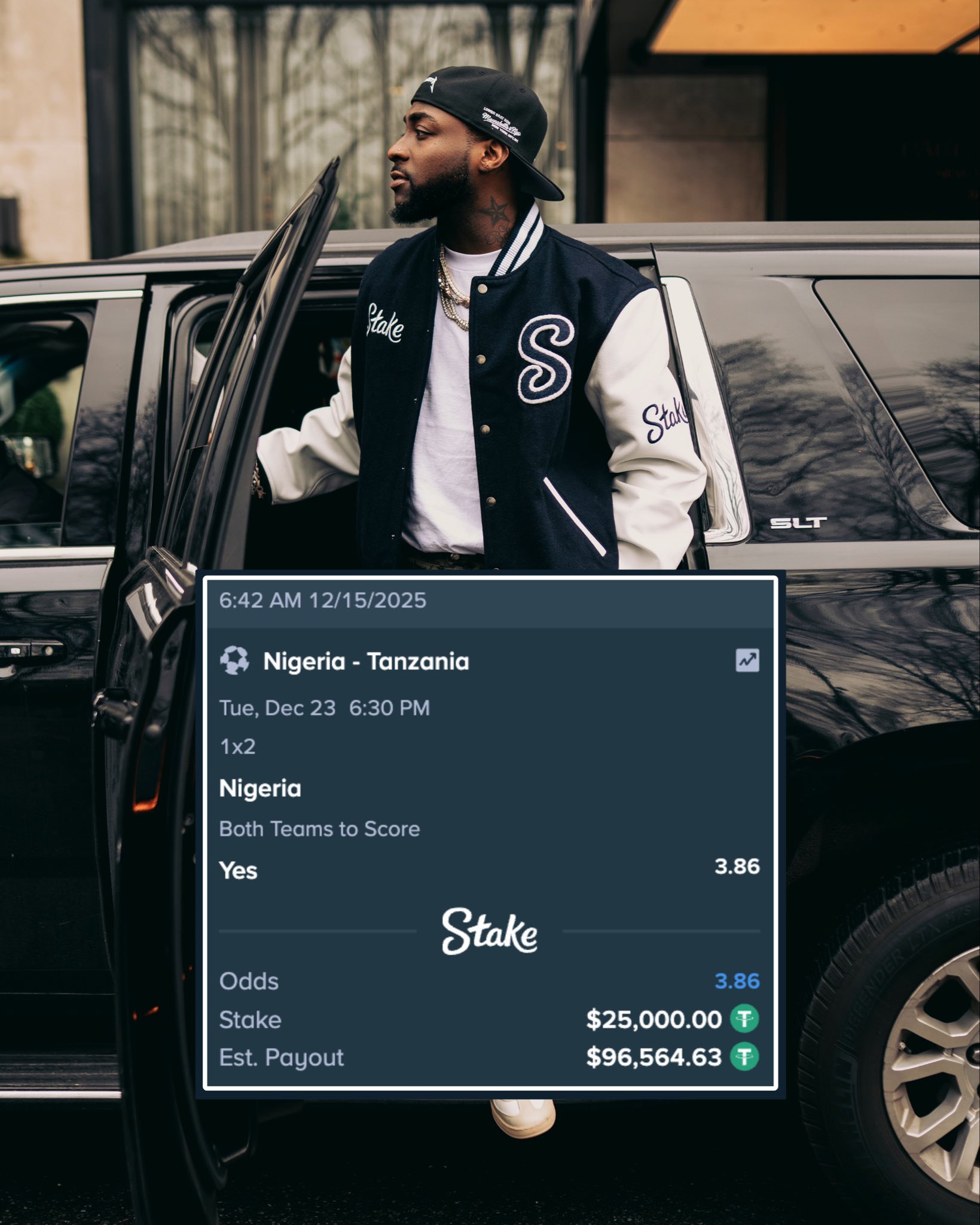 Davido wins $96,564 after placing a $25,000 bet on both Nigeria and Tanzania to score in their game at the 2025 AFCON.