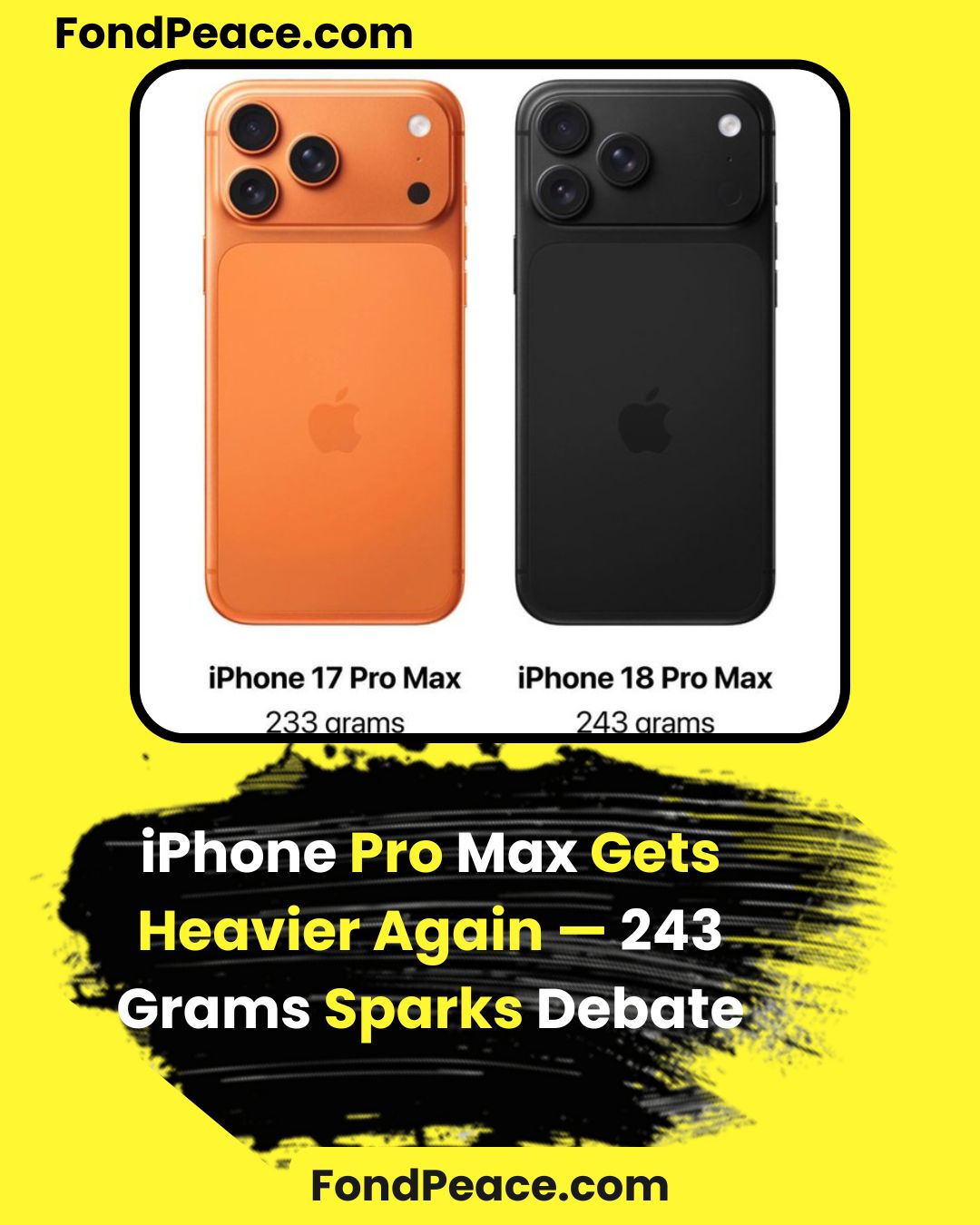 iPhone Pro Max Gets Heavier Again — 243 Grams Sparks Debate  The iPhone Pro Max could hit 243 grams this September—around 10 grams heavier than before. Bigger battery? Better camera? Stronger build? The real question: is the extra weight worth the upgrade? 📱⚖️  #iPhoneProMax #AppleLeaks #TechNews #iPhone2025 #SmartphoneUpdates #AppleRumors #GadgetTalk #TechTrends #PhoneUpgrade #MobileTech