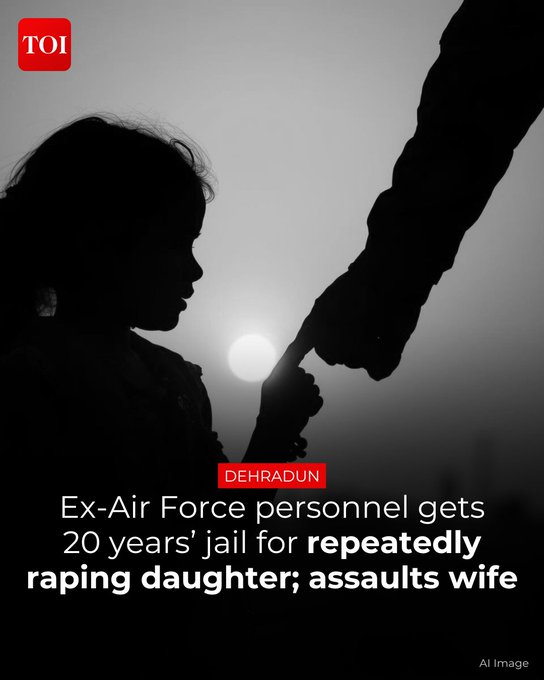 A special Pocso court in #Dehradun has sentenced an ex- #IAF personnel to 20 years of rigorous imprisonment for sexually abusing his daughter for many years, starting when "she was around six".