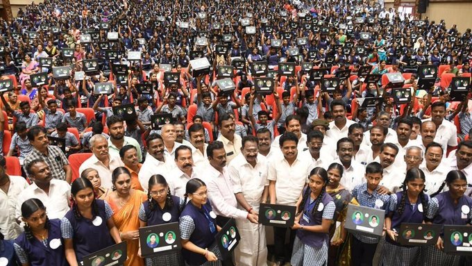 Tamil Nadu is distributing free laptops to 20 lakh college students. 