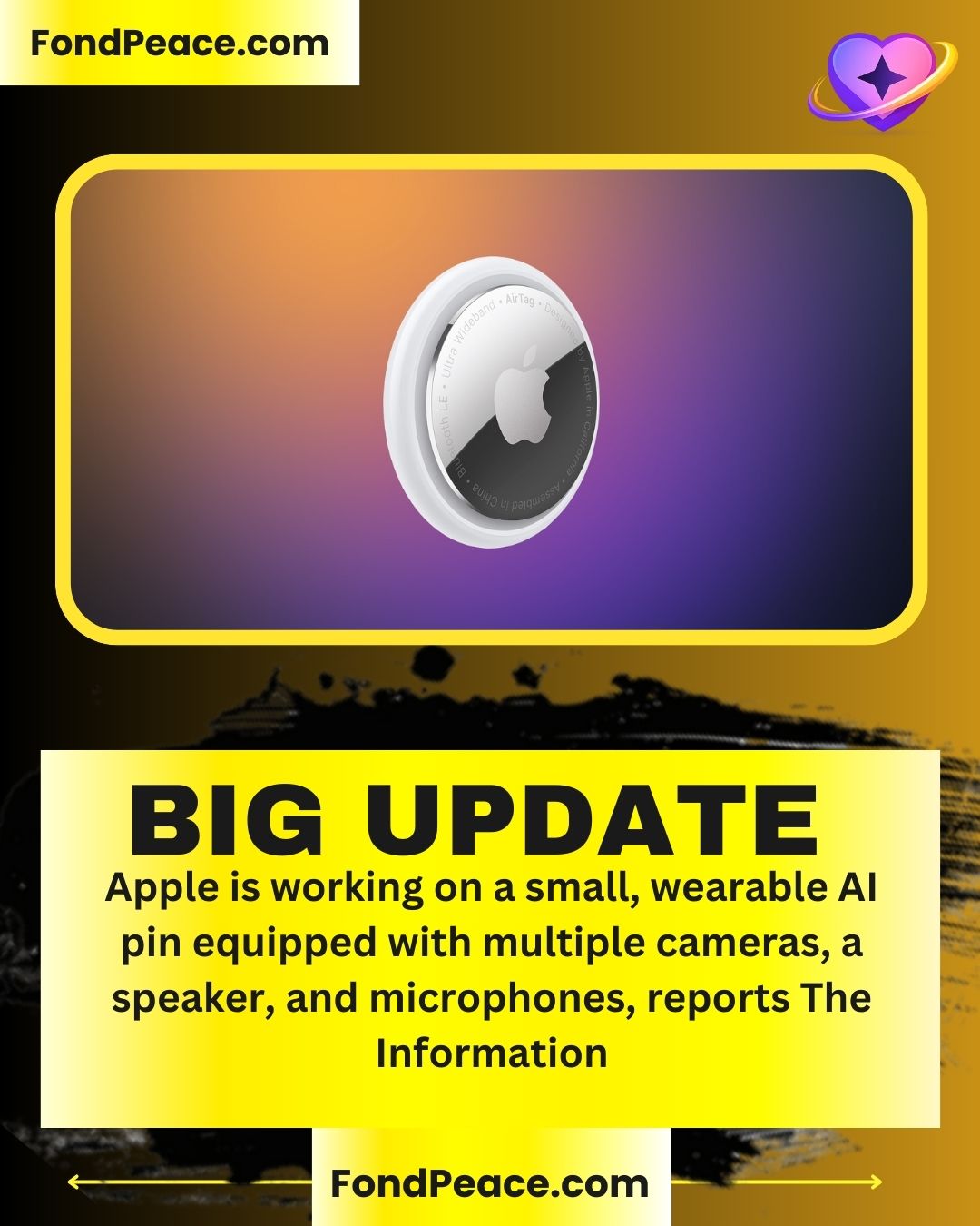 🔥 APPLE IS BUILDING AN AI PIN — AirTag‑Sized, Dual Cameras! 🤖📸 
Apple is reportedly developing a wearable AI pin about the size of an AirTag — a thin circular gadget with two cameras (standard + wide‑angle), three mics, a speaker, and a physical button built into an aluminum and glass body. 📍🔊📷

🧠 The pin could power advanced AI experiences, possibly running Apple’s upcoming Siri chatbot from iOS 27, and might wirelessly charge like an Apple Watch. ⚡📱

📆 Apple may launch it as early as 2027 — although development is still early and the project could be canceled. 🗓️❓

🌍 This marks Apple’s big push into AI wearables, competing with AI hardware from other tech giants. 💡📍

#Apple #AIpin #TechNews #Wearables #AirTag 🔥 

source: Macrumors