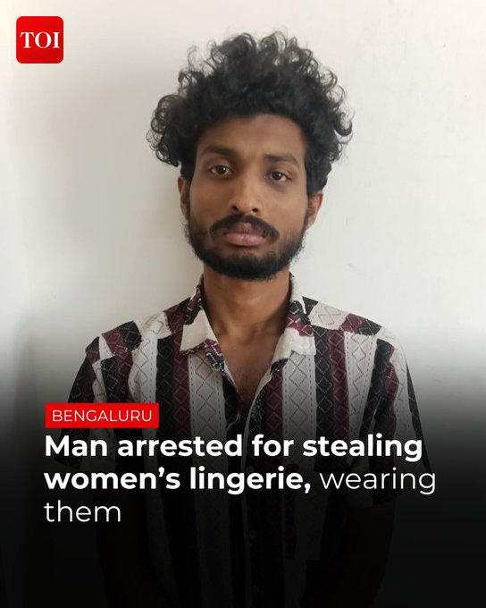 #Bengaluru | A 23-year-old unemployed youth from Kerala, identified as Amal NG, was arrested on charges of stealing women's lingerie and taking #selfies while wearing them. 

More details🔗 http://toi.in/A6Lesb

 #BengaluruNews #Kerala