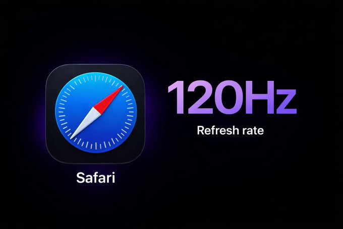 Safari is limited to 60fps by default across macOS, iOS, and iPadOS, even on 120Hz devices. 

You can remove this limit by turning off “Prefer Page Rendering Updates near 60fps” under Settings → Apps → Safari → Advanced → Feature Flags.