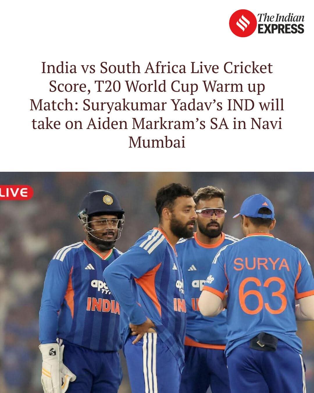 India vs South Africa Live Cricket Score, T20 World Cup Warm up Match: Men in Blue take on the Proteas in Navi Mumbai