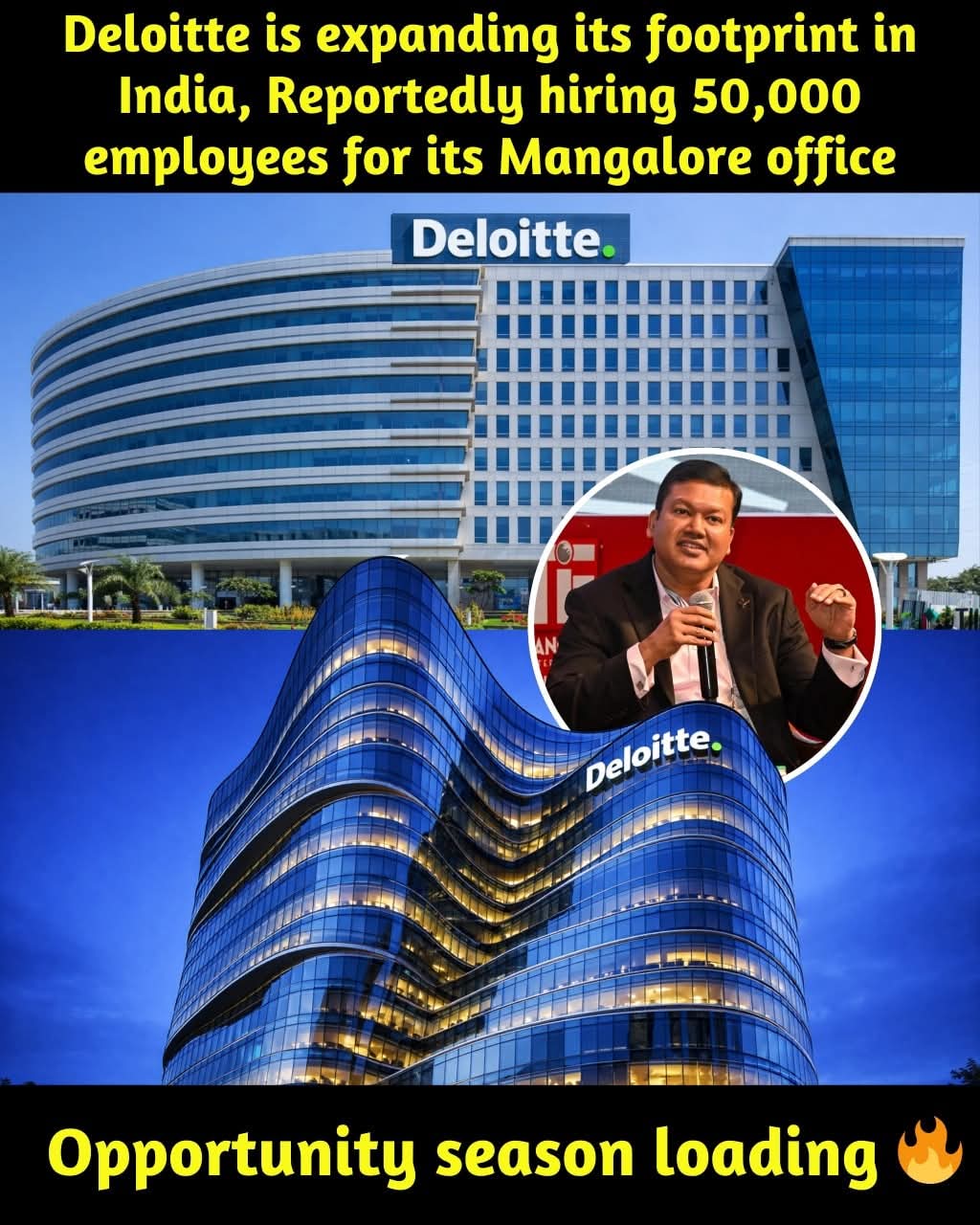 Global consulting firm Deloitte is reportedly expanding its presence in India with plans to hire around 50,000 employees for its operations in Mangalore, Karnataka. The move signals strong confidence in India’s talent pool and growing business ecosystem. Mangalore is emerging as a significant corporate hub in the region. Thanks to this large scale expansion, employment opportunities and regional development are expected to see a strong boost. #Deloitte #IndiaGrowth #Mangalore #CorporateExpansion