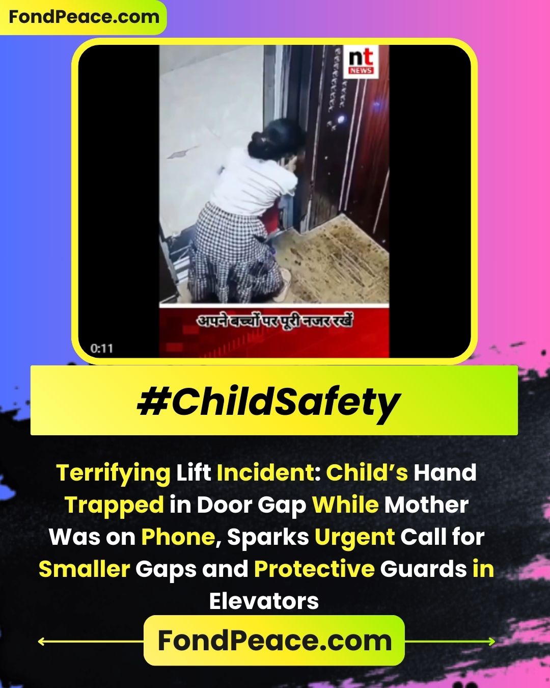 Terrifying Lift Incident: Child’s Hand Trapped in Door Gap While Mother Was on Phone, Sparks Urgent Call for Smaller Gaps and Protective Guards in Elevators | #LiftSafety #ChildSafety #PublicSafety #DesignFailure #AccidentPrevention #SafetyFirst #ViralVideo #fondpeace