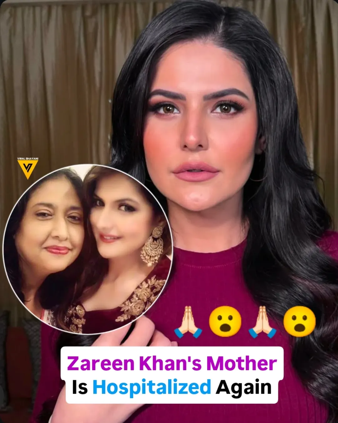 Around a few weeks ago, actor Zareen Khan took to social media and posted about her mother’s health as she requested everyone to pray for her mom’s speedy recovery.

She once again took to social media recently and posted, ‘Mom’s hospitalised again. Please keep her in your prayers!”