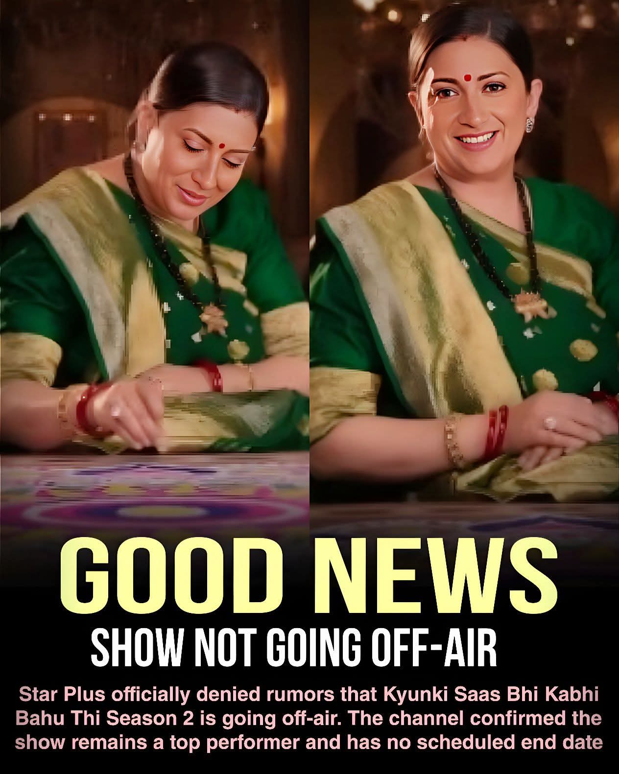 Star Plus Confirms No Cancellation for ‘Kyunki Saas Bhi Kabhi Bahu Thi Season 2’

Kyunki Saas Bhi Kabhi Bahu Thi Season 2 has put all speculation to rest as Star Plus officially denied rumors about the show going off-air. The channel clarified that reports claiming its replacement by Kyunki Rishton Ke Bhi Roop Badallte Hain are “completely baseless.”

In an official statement, the network confirmed that there is currently no planned end date for the series. The show continues to perform exceptionally well, dominating both television TRP charts and digital streaming platforms.

The success of the reboot lies in its smart blend of nostalgia and modern storytelling, bringing back the legacy of Tulsi Virani while connecting with today’s audience. This powerful mix has helped the Virani family saga maintain strong viewer engagement and consistent popularity.

For now, the iconic drama remains a key part of Star Plus’ prime-time lineup, with no signs of slowing down.

#KyunkiSaasBhiKabhiBahuThi2 #SmritiIrani #TulsiVirani #StarPlus #IndianTelevision #TVNews #EntertainmentUpdate
