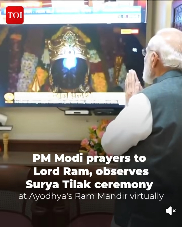 PM Narendra Modi Participates in Ram Navami Surya Tilak Ceremony 🙏

Narendra Modi offered prayers to Lord Ram and virtually participated in the sacred Surya Tilak ceremony at the Ram Mandir in Ayodhya on the occasion of Ram Navami.

The Surya Tilak ceremony, a significant ritual, symbolizes the divine connection of Lord Ram with the Sun, drawing widespread attention and devotion from across the country.

More details: [http://toi.in/piKW3Z](http://toi.in/piKW3Z)

#NarendraModi #PMModi #RamNavami #SuryaTilakCeremony #RamMandir #Ayodhya #LordRam #IndiaNews #SpiritualIndia 🙏
