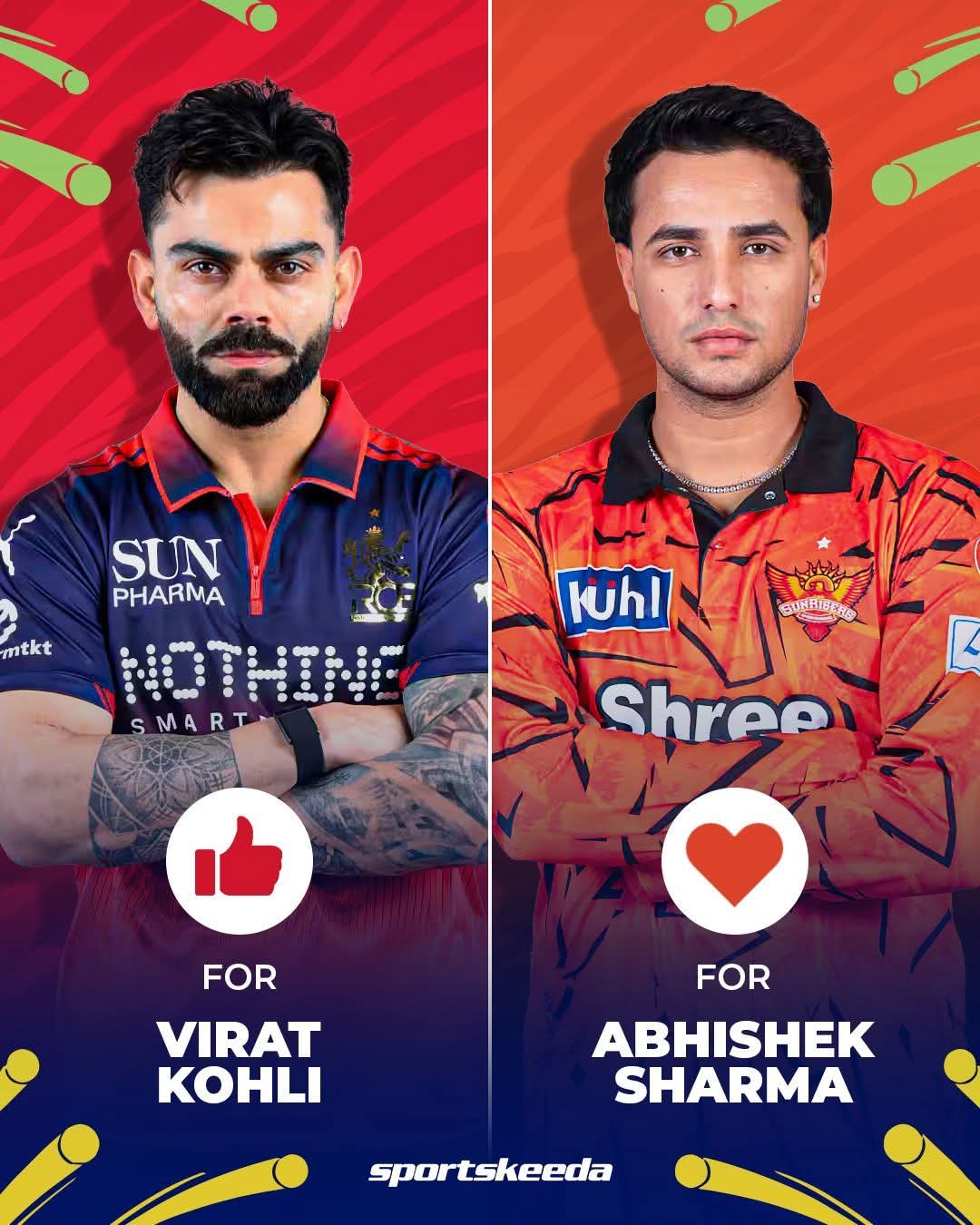 🔥 Virat Kohli vs Abhishek Sharma – Clash to Watch! 👀

The IPL 2026 opener is set for a blockbuster showdown!

Virat Kohli 🐐 brings experience, consistency, and big-match temperament. When it’s a big stage, he delivers.
Abhishek Sharma ⚡ is explosive, fearless, and can turn the game in a few overs with his aggressive batting.

👉 If it’s about anchoring and chasing pressure → Kohli has the edge
👉 If it’s about quick impact and power hitting → Abhishek could steal the show

Prediction?
If Abhishek gets going early, SRH gets momentum. But if Kohli settles in… it could be another masterclass.

Who are you backing? 👇🔥

#Cricket #IPL2026 #ViratKohli #AbhishekSharma #RCB #SRH #MatchDay #CricketFans
