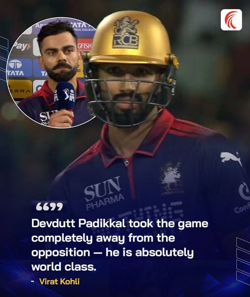 Virat Kohli Applauds Devdutt Padikkal’s Match-Winning Knock
Virat Kohli heaped praise on Devdutt Padikkal for his outstanding batting performance, highlighting the impact of his fearless approach at the crease.
Kohli described Padikkal as “absolutely world class,” crediting him for taking the game away from the opposition with his intent and composure. The innings stood out as a key moment in the match, underlining Padikkal’s growing importance in the lineup.
#ViratKohli #DevduttPadikkal #IPL2026 #RCB #CricketNews #T20Cricket #MatchWinning #SportsNews
