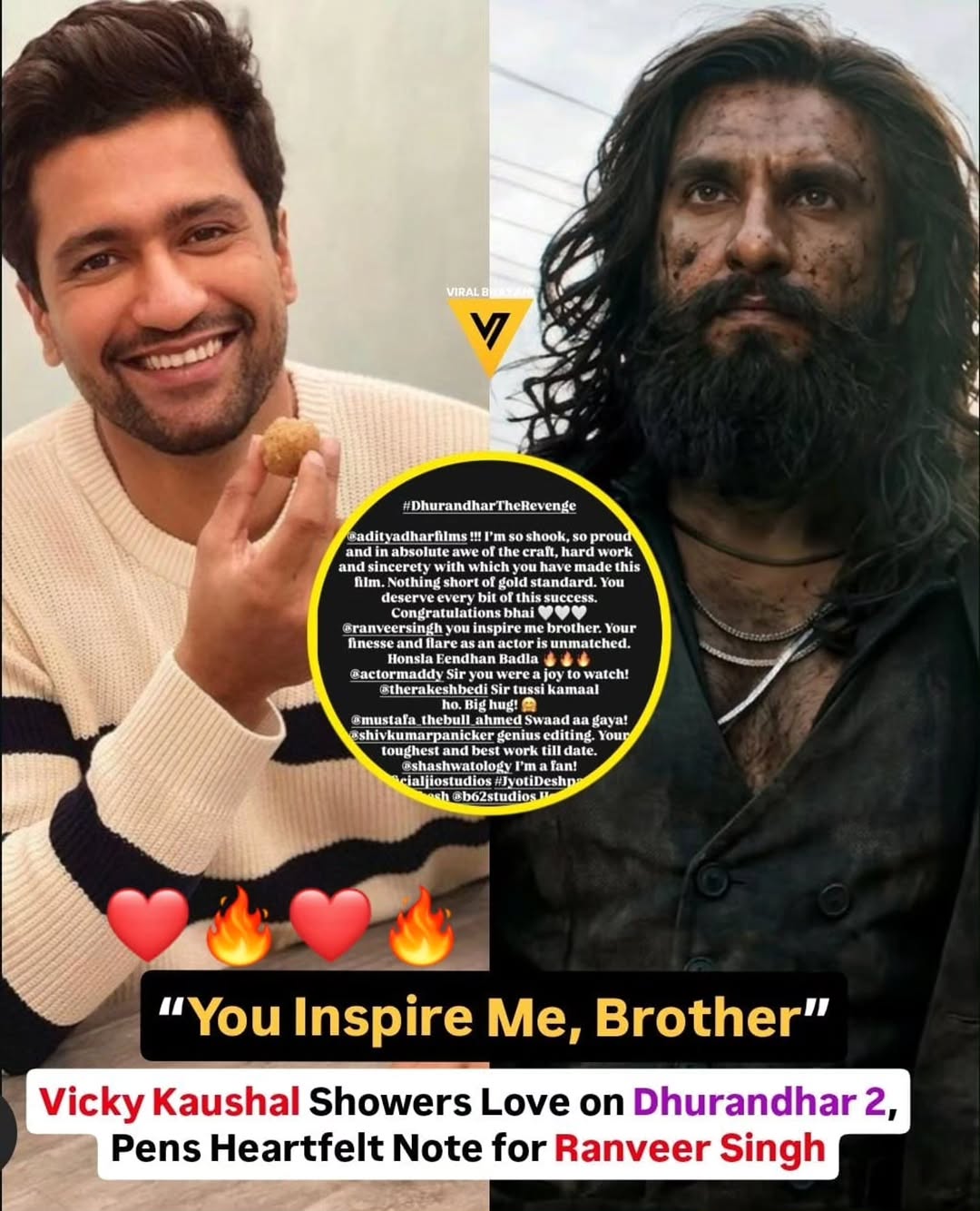 Vicky Kaushal Praises Dhurandhar 2 Calls It a Gold Standard Performance
Vicky Kaushal has heaped praise on Dhurandhar 2: The Revenge, directed by Aditya Dhar, calling it a “gold standard” in cinema.
After watching the film, Vicky applauded the entire team for their dedication and hard work. He gave a special mention to Ranveer Singh, describing him as an inspiration, and also praised R. Madhavan for delivering a standout performance.
Referring to the entire cast and crew as “Dhurandhar,” Vicky celebrated the film as a true example of team success and cinematic excellence.
#VickyKaushal #Dhurandhar2 #RanveerSingh #RMadhavan #AdityaDhar #Bollywood #FilmPraise #EntertainmentNews #TrendingNow