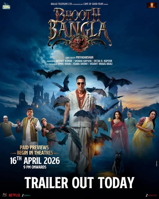 Akshay Kumar Unveils ‘Bhooth Bangla’ Trailer — Horror & Fun Arrive April 16 👻

Bollywood is gearing up for a spooky ride as Akshay Kumar shared an exciting update for Bhooth Bangla.

“Shaam dhalegi aur darwaza khulega…” — the makers promise a double dose of horror and fun, with the trailer dropping today. The film will kick off paid previews on April 16, 2026, from 9 PM onwards, setting the tone for a thrilling theatrical experience.

Directed by Priyadarshan, the film features a strong ensemble cast including Paresh Rawal, Rajpal Yadav, Tabu, Wamiqa Gabbi, Jisshu Sengupta, Manoj Joshi, Mithila Palkar, Asrani, and Rajesh Sharma.

Backed by Balaji Motion Pictures and Cape of Good Films, the film blends classic horror elements with comedy, promising an entertaining theatrical watch.

Get ready — this haunted house opens its doors very soon! 🦇

#BhoothBangla #AkshayKumar #HorrorComedy #Bollywood #TrailerOutNow #TrendingNow
